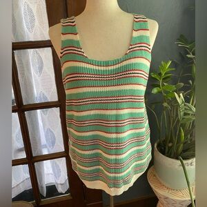 Skies are Blue Striped Cotton Sweater Knit Pullover Tank Top